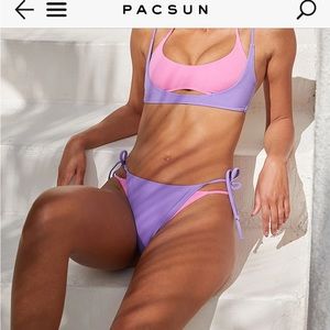 Storm Reid x Pacsun Pink Joanna Layered Tank Bikini Top & Tie Side Bottom